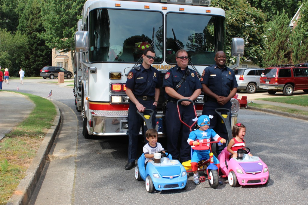 Our wonderful firefighters.  And the cutest Captain America EVER.