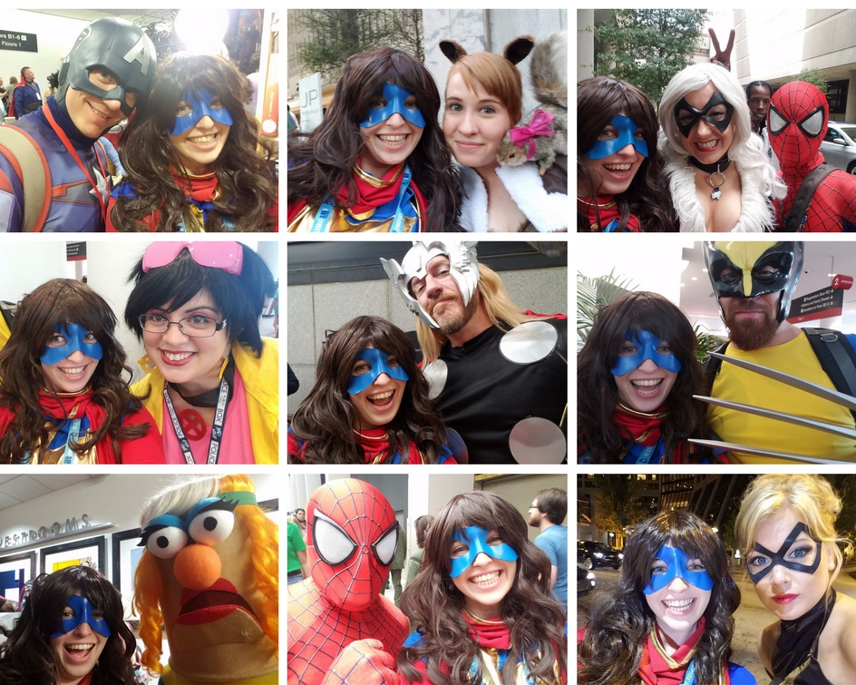 Ms. Marvel taking selfies with other superheroes